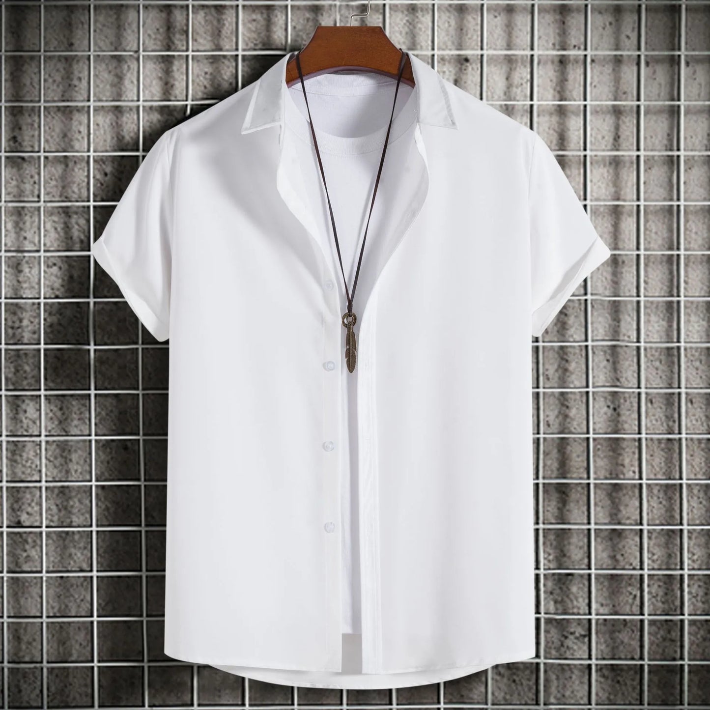 Men's Plus Size Casual Short Sleeve Button Down Shirt