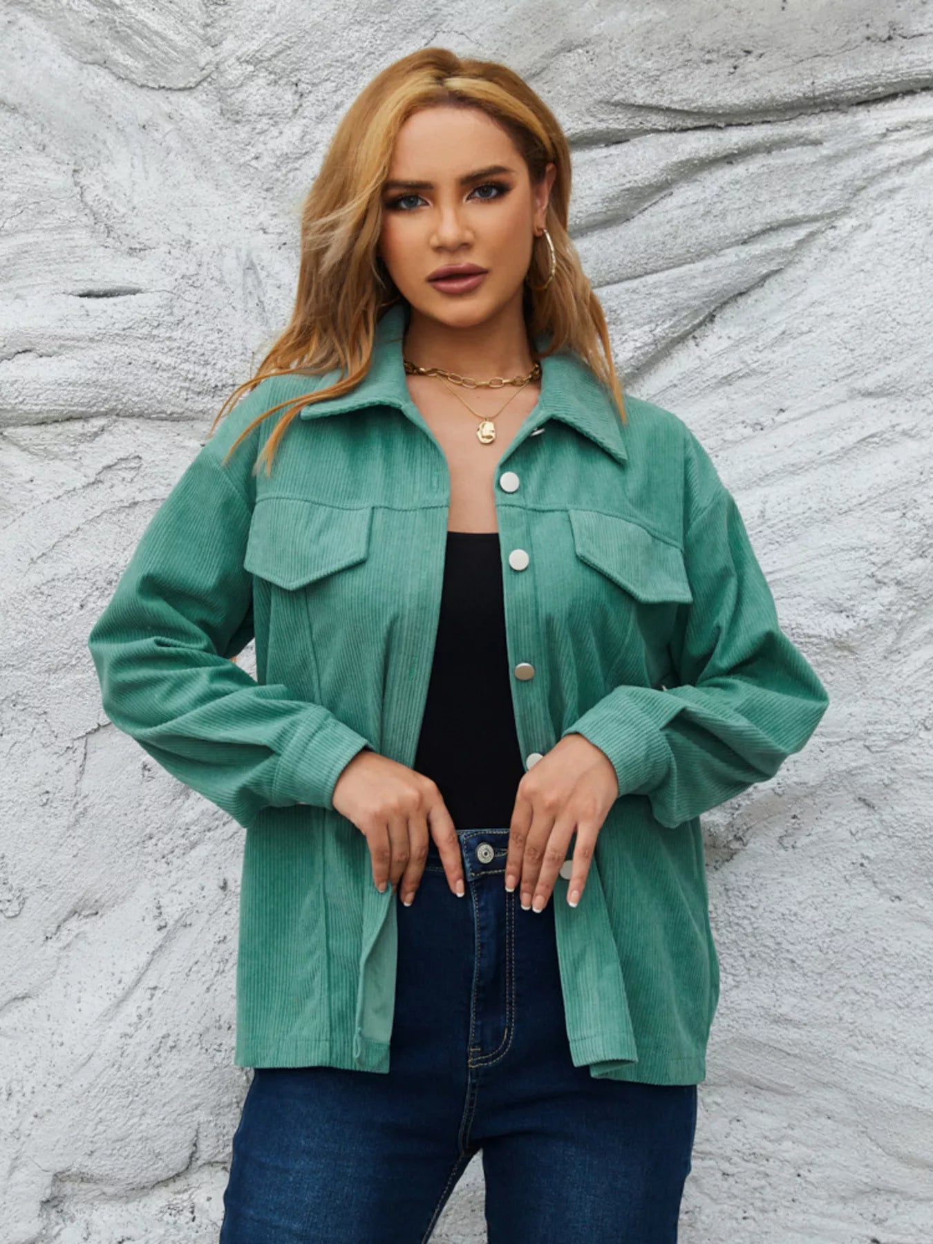 Casual Corduroy Button-Down Jacket