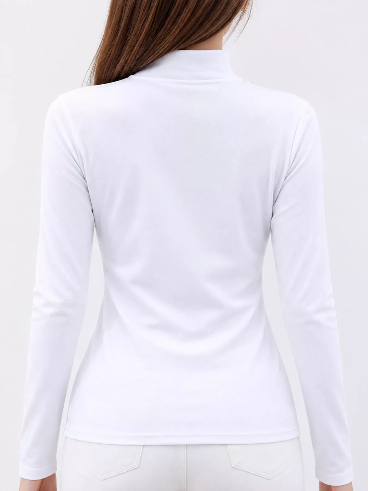 Full Size Slim-Fit Mock Neck Long Sleeve Basic T-Shirt Plus Size