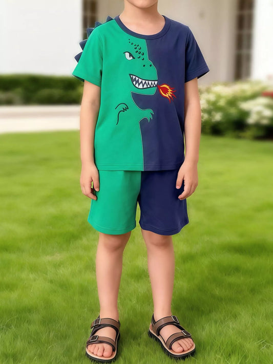 Children's Dinosaur Print Two-Tone Set