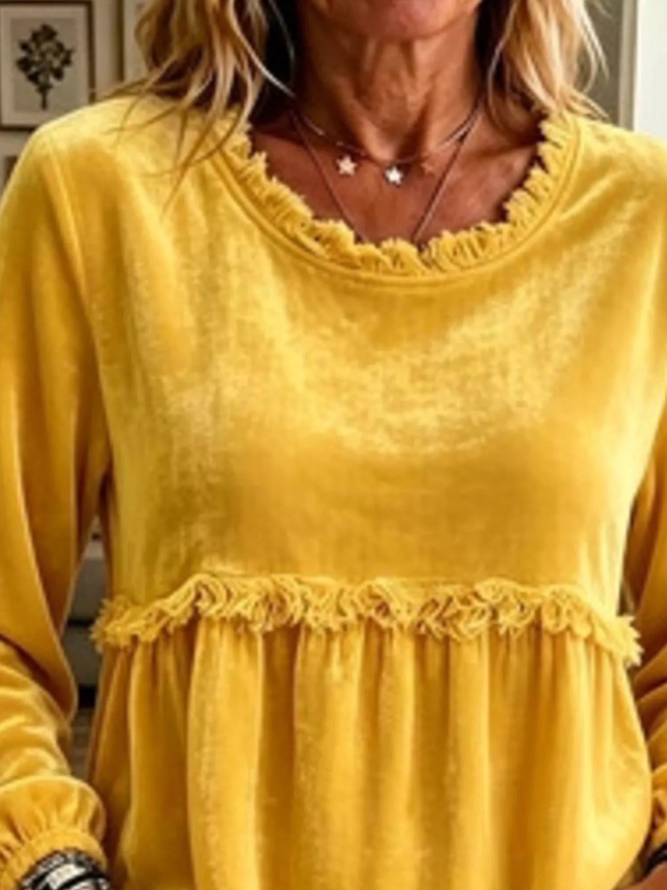 Fringed Hem Long Sleeve T-Shirt