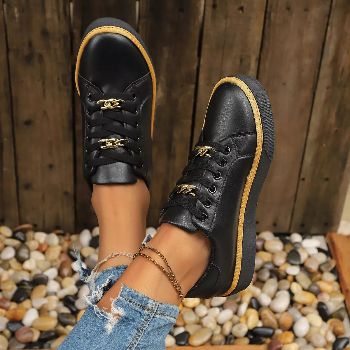 Round Toe Platform Sneakers