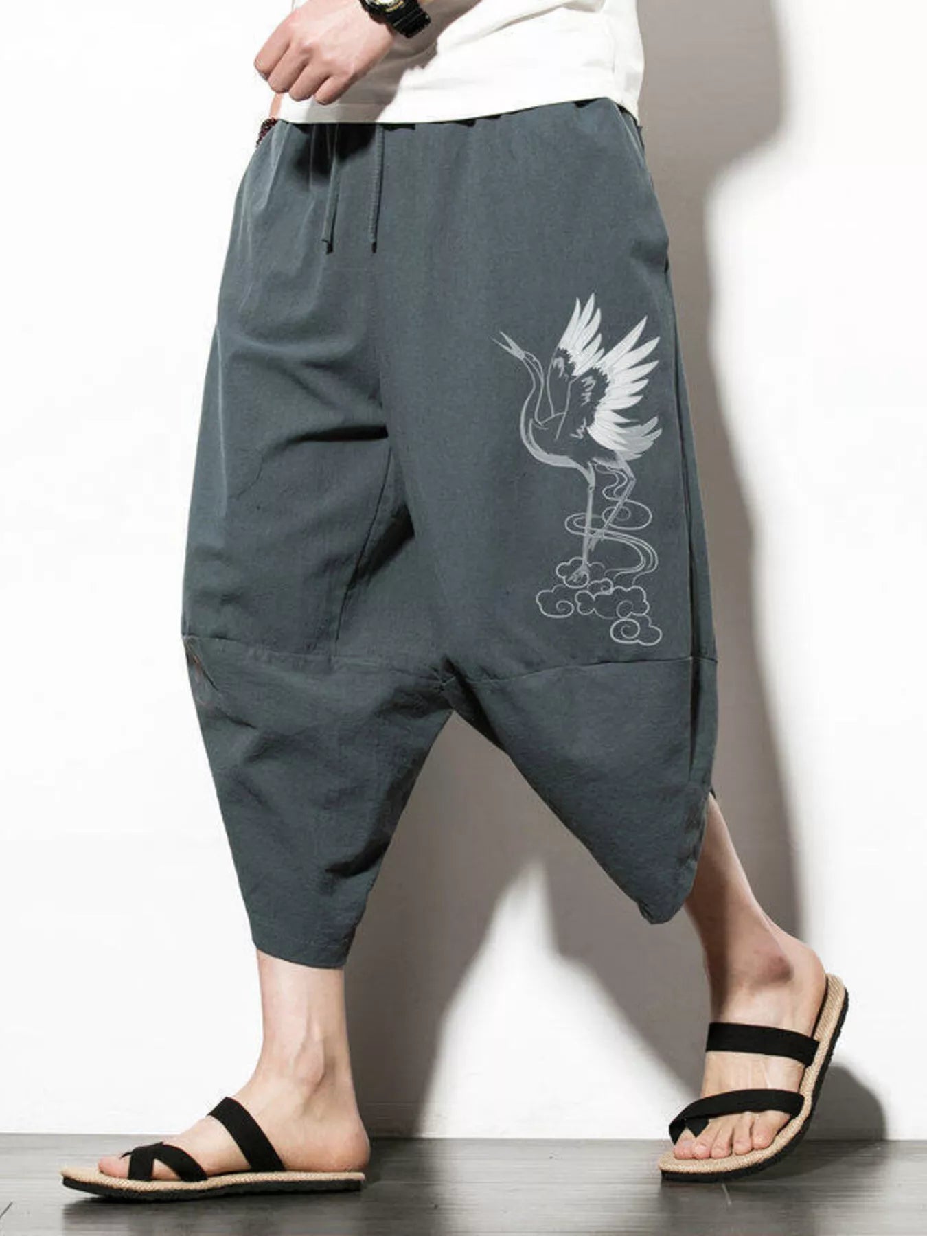 Men's Plus Size Loose Fit Cropped Pants