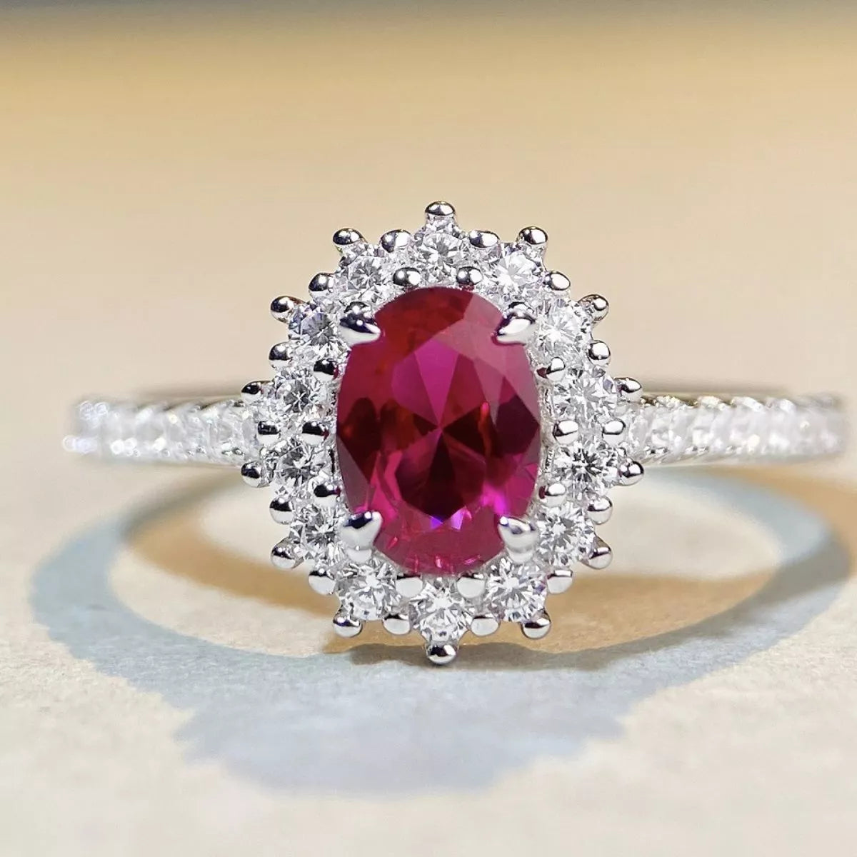 925 Sterling Silver Zircon Oval Ring