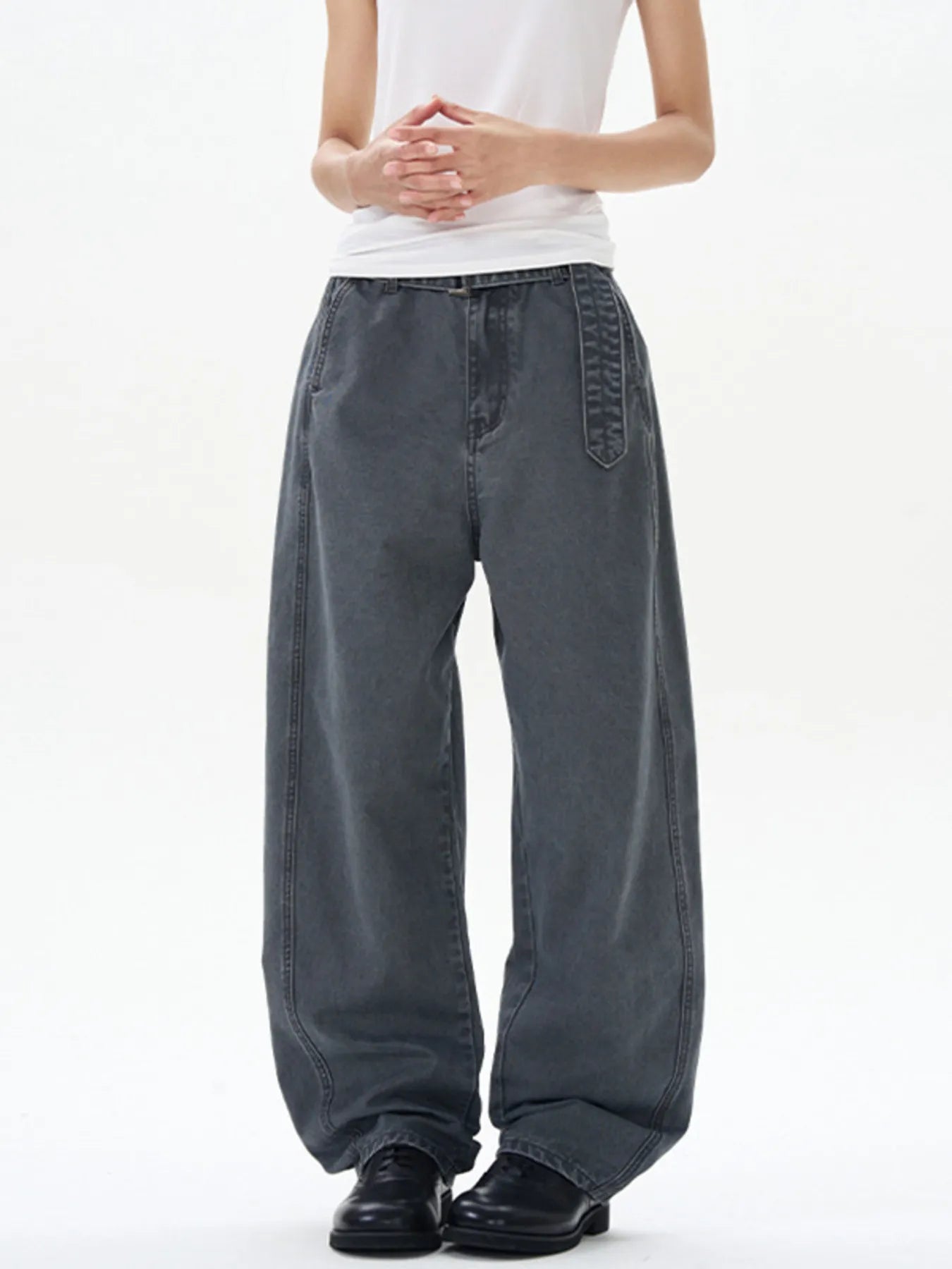 Men's Full Size Washed Wide Leg Cargo Pants Plus Size