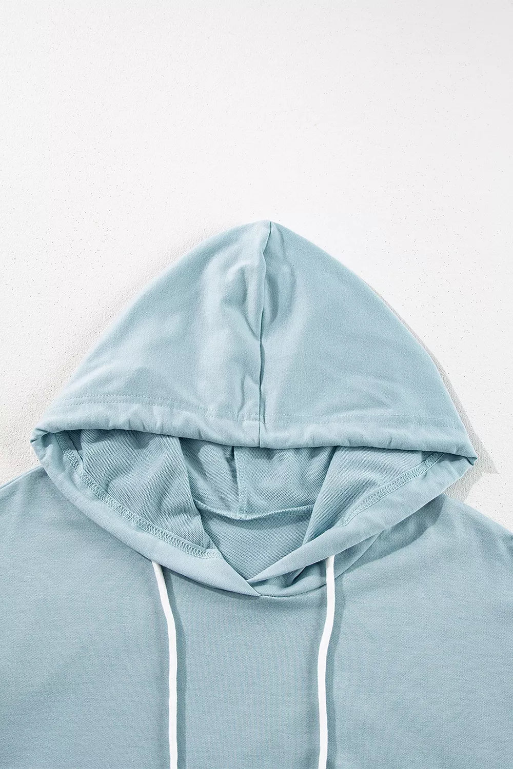 Solid Ruffled Hem Loose Fit Tunic Hoodie