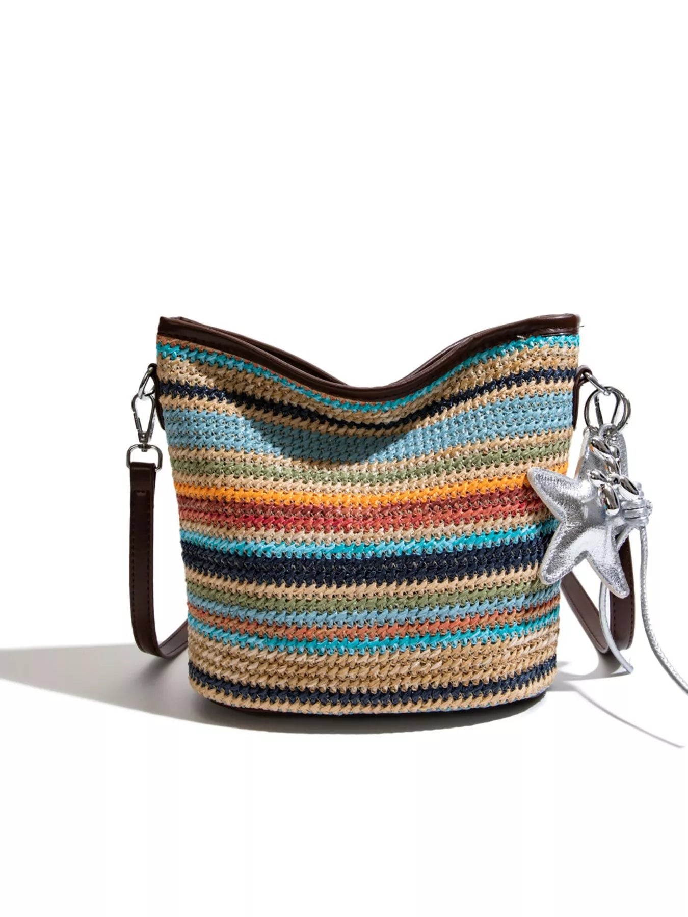 Striped Woven Crossbody Bag