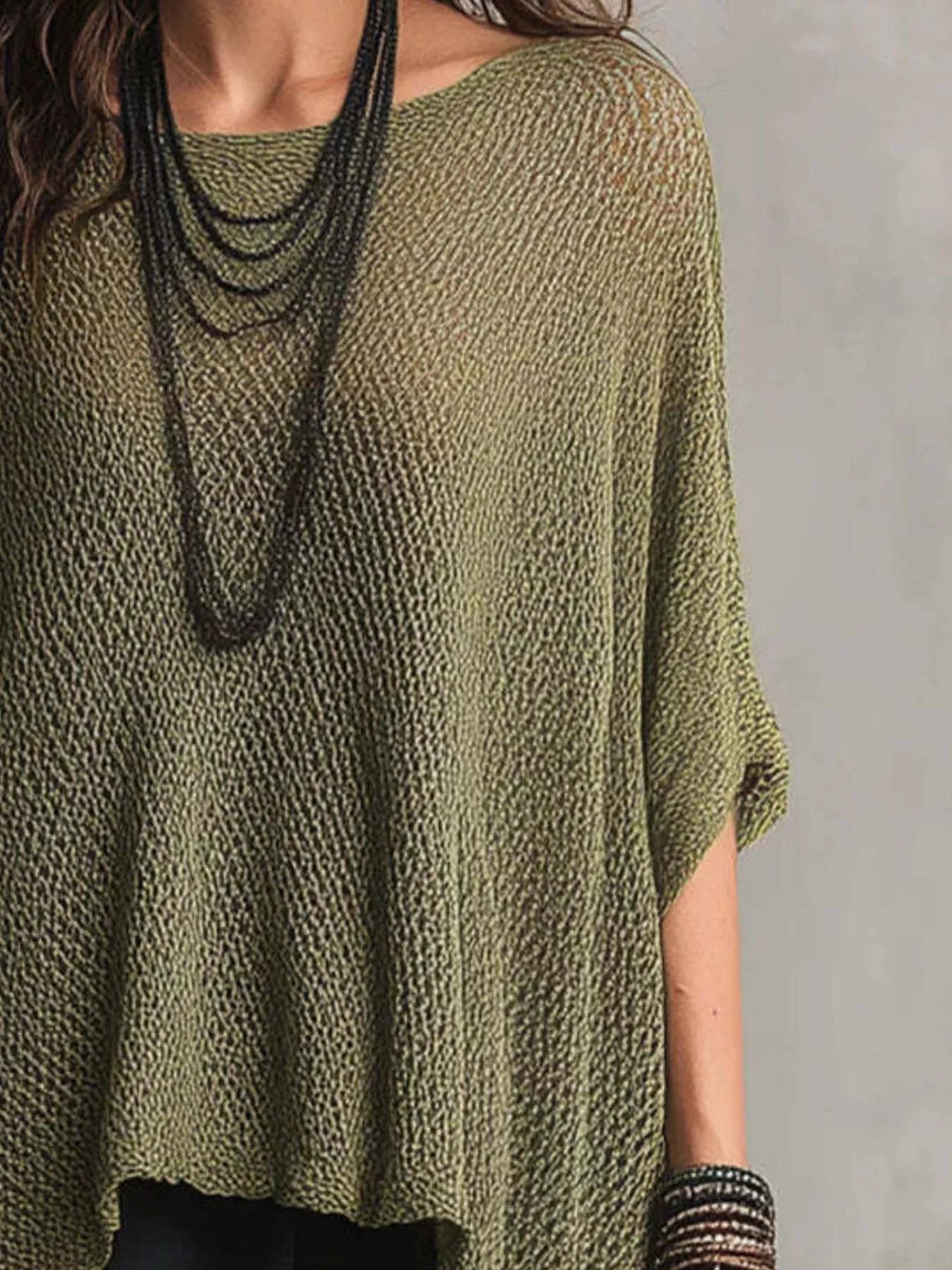 Full Size Loose Knit Round Neck Top Plus Size