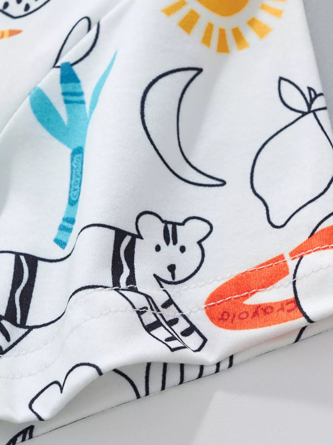 Children's Cartoon Print Short Sleeve Tee and Shorts Set