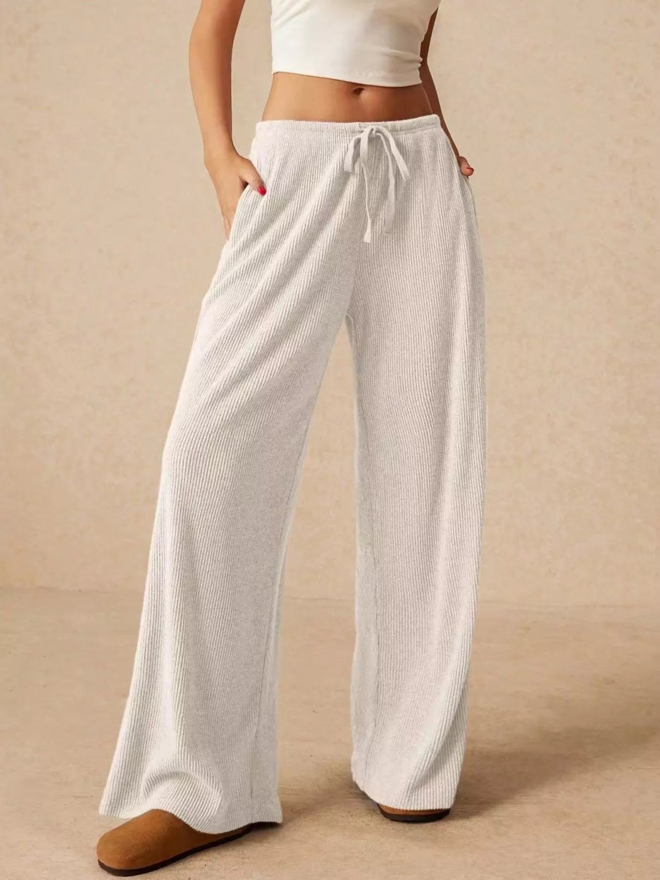 Drawstring Wide Leg Pants