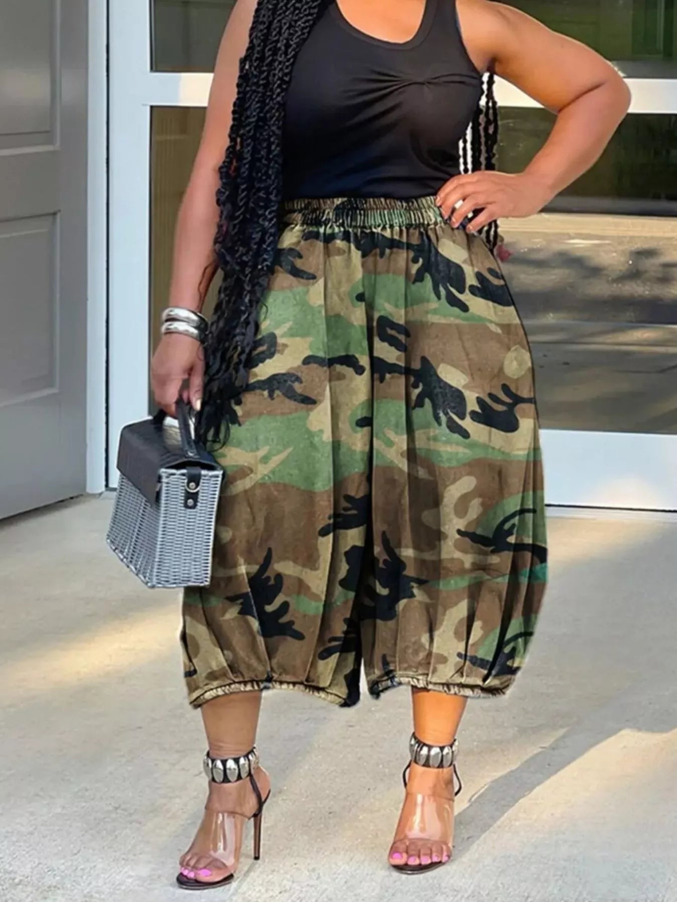 Elastic Waist Wide Leg Pants