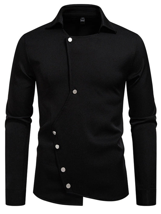 Men's Asymmetrical Button-Down Long Sleeve Shirt