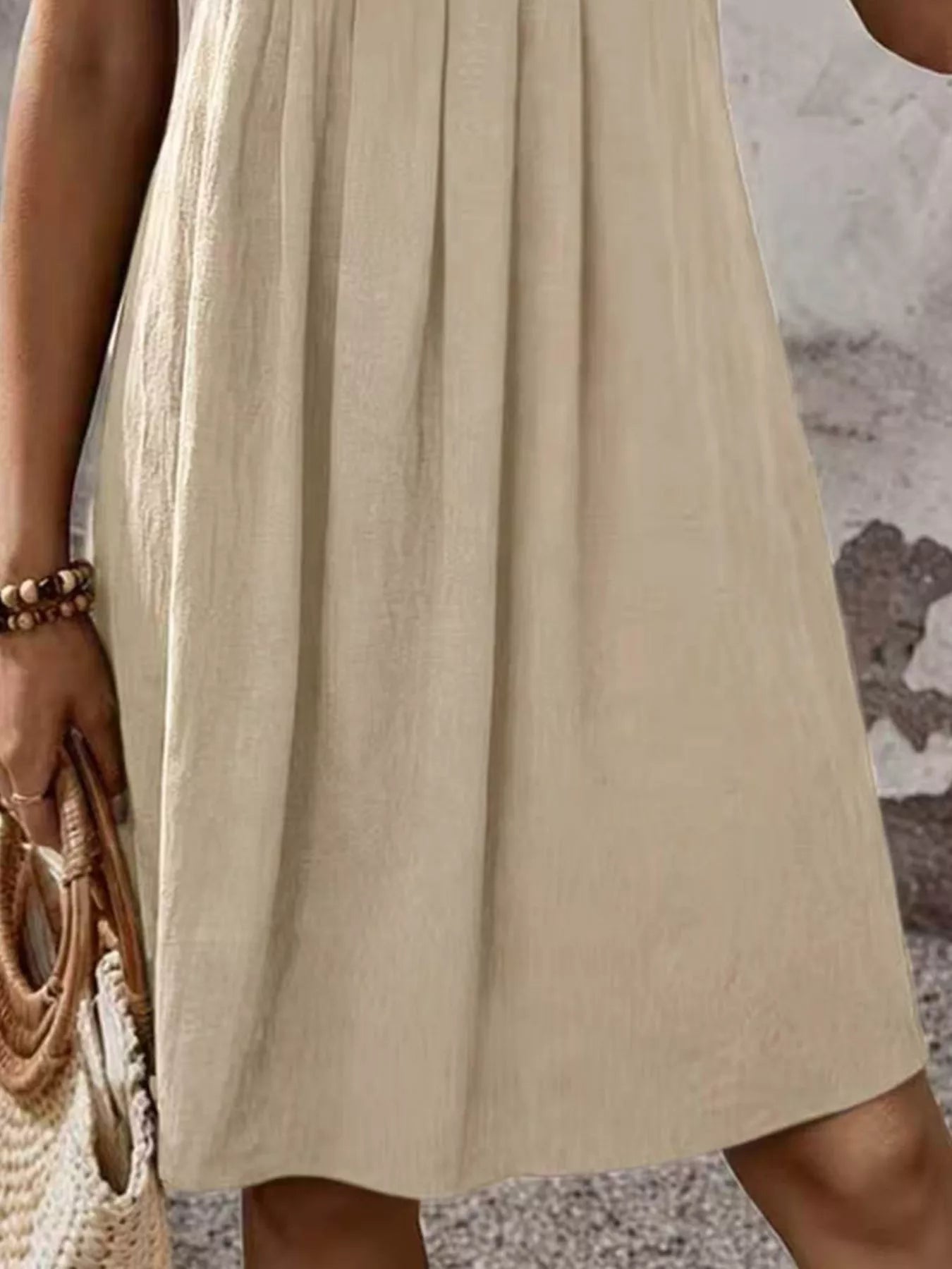Zipper-Front Short Sleeve A-Line Dress