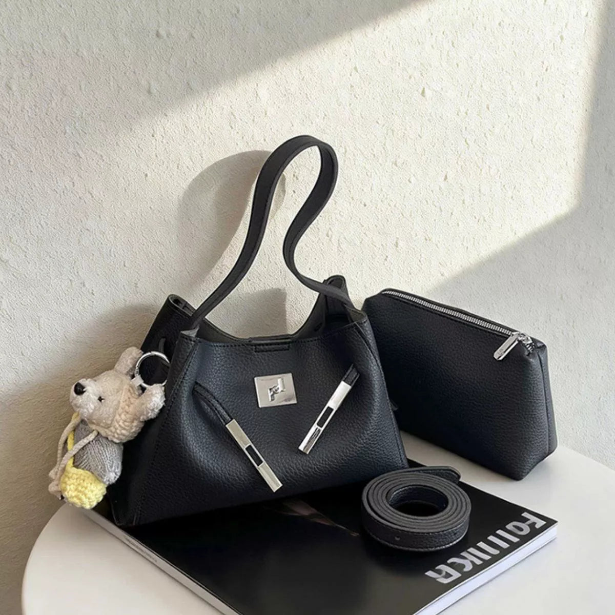 Lock Detail Crossbody Bag