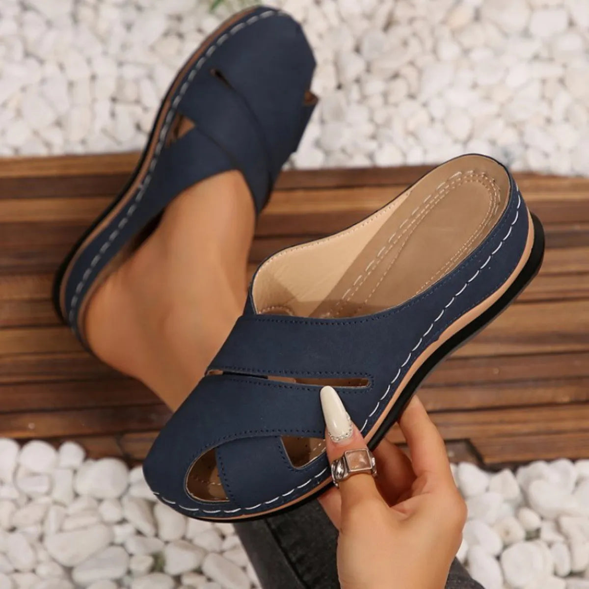 Round Toe Wedge Sandals