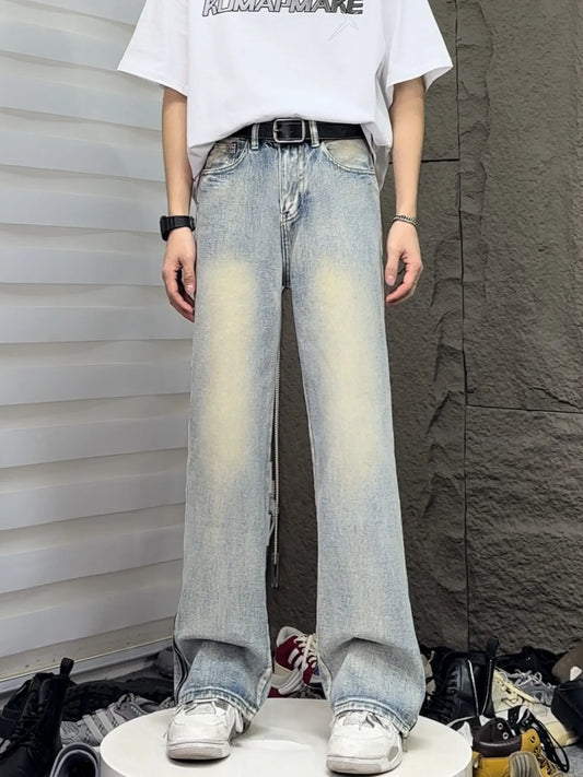 Men's Full Size Vintage Wash Wide Leg Jeans Plus Size