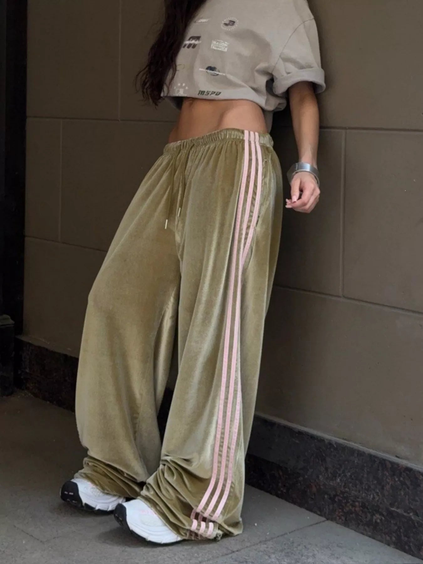 Velvet Wide-Leg Pants