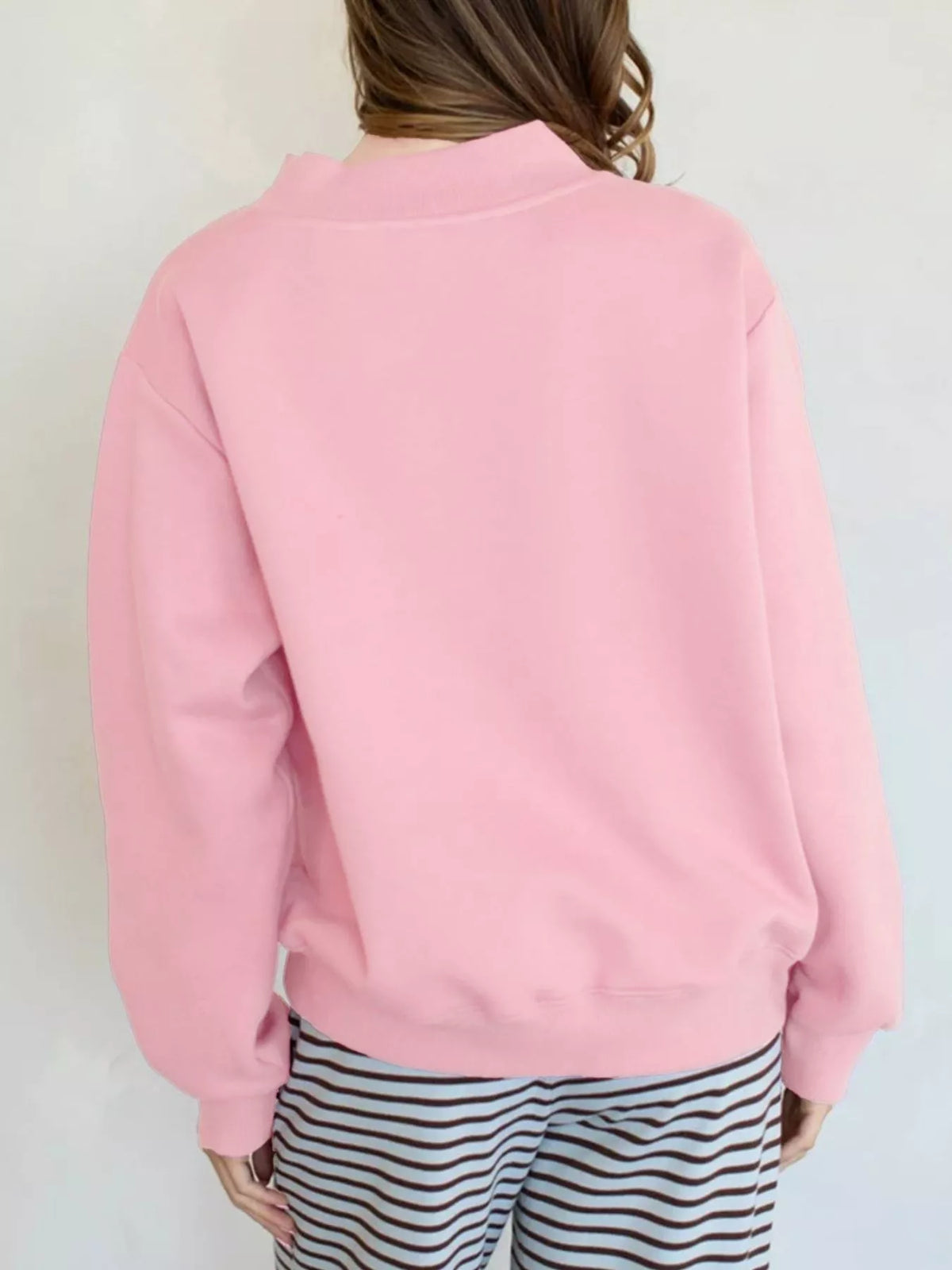 Oversized Mock Neck Dropped Shoulder Sweatshirt