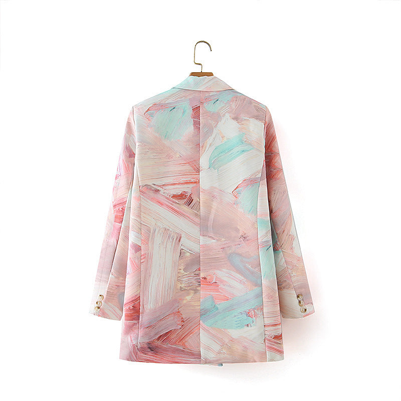 Graffiti Printing Double Breasted Blazer For Women (See size chart where applicable)