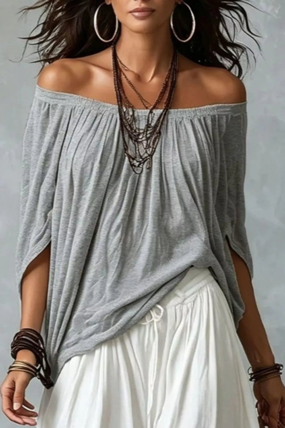 Full Size Off-Shoulder Top and Wide-Leg Pants Set Plus Size