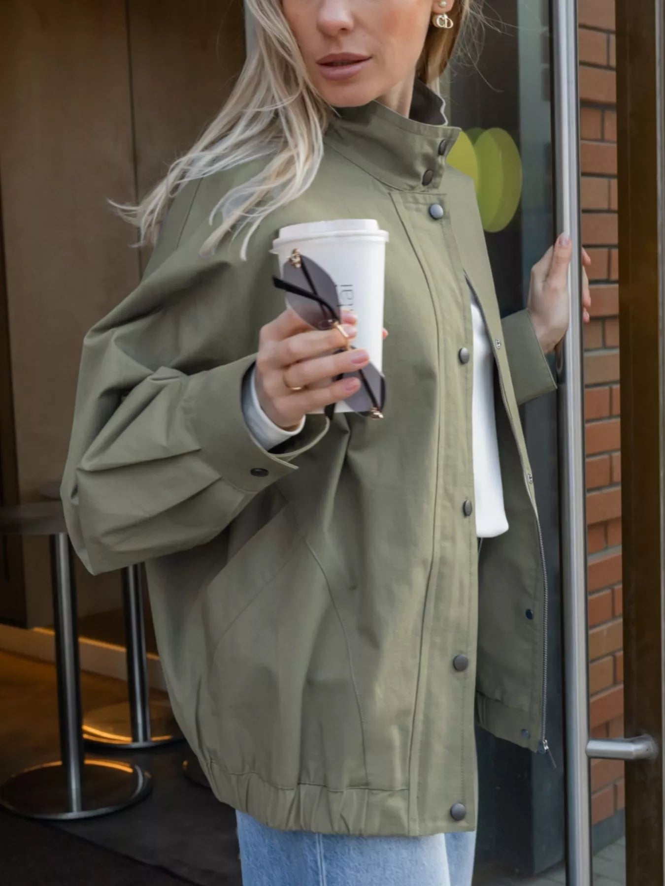 Snap Down Dropped Shoulder Jacket