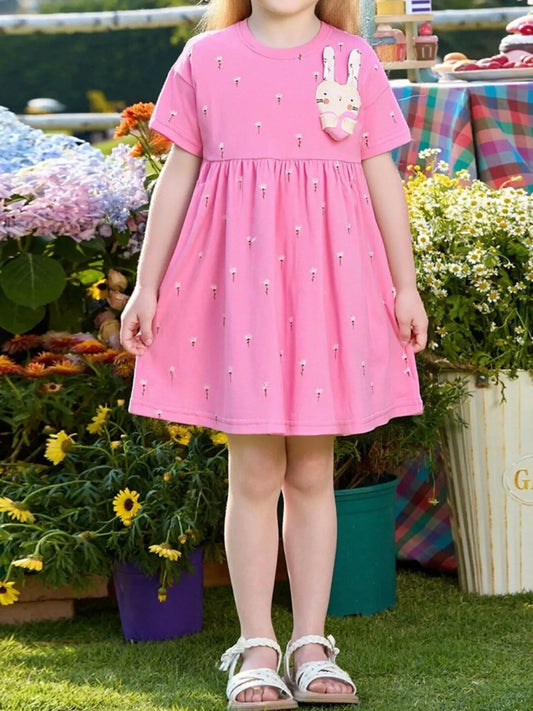 Children's Bunny Applique Casual Dress
