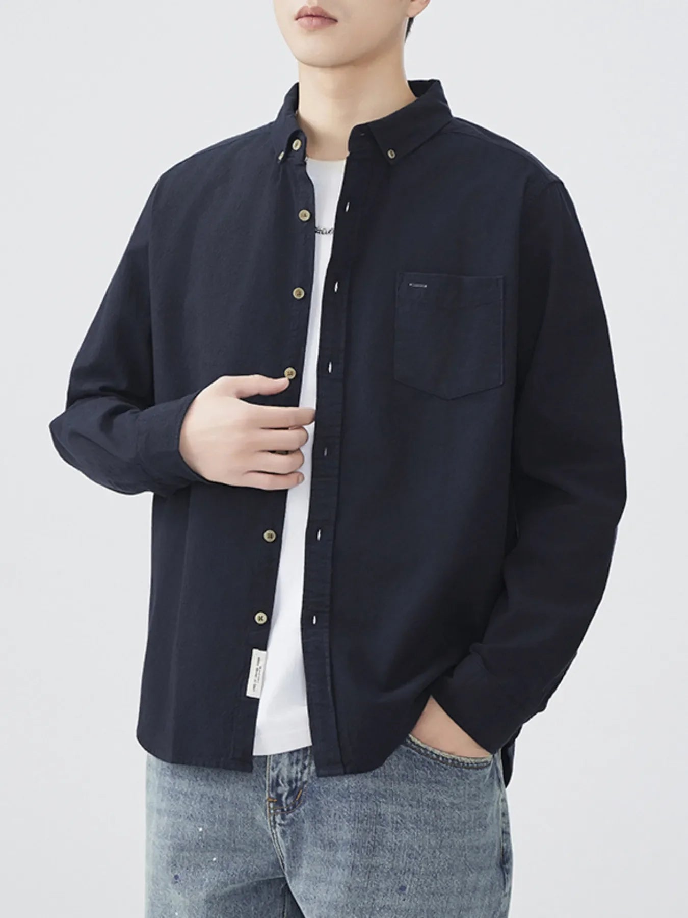 Men's Plus Size Button Up Long Sleeve Shirt