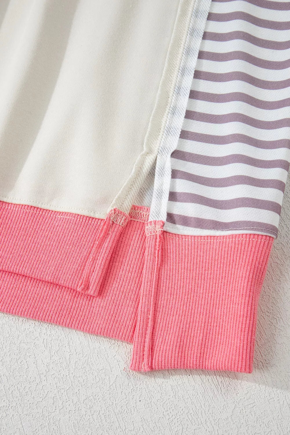 Color-Block Striped Crew Neck Sweatshirt
