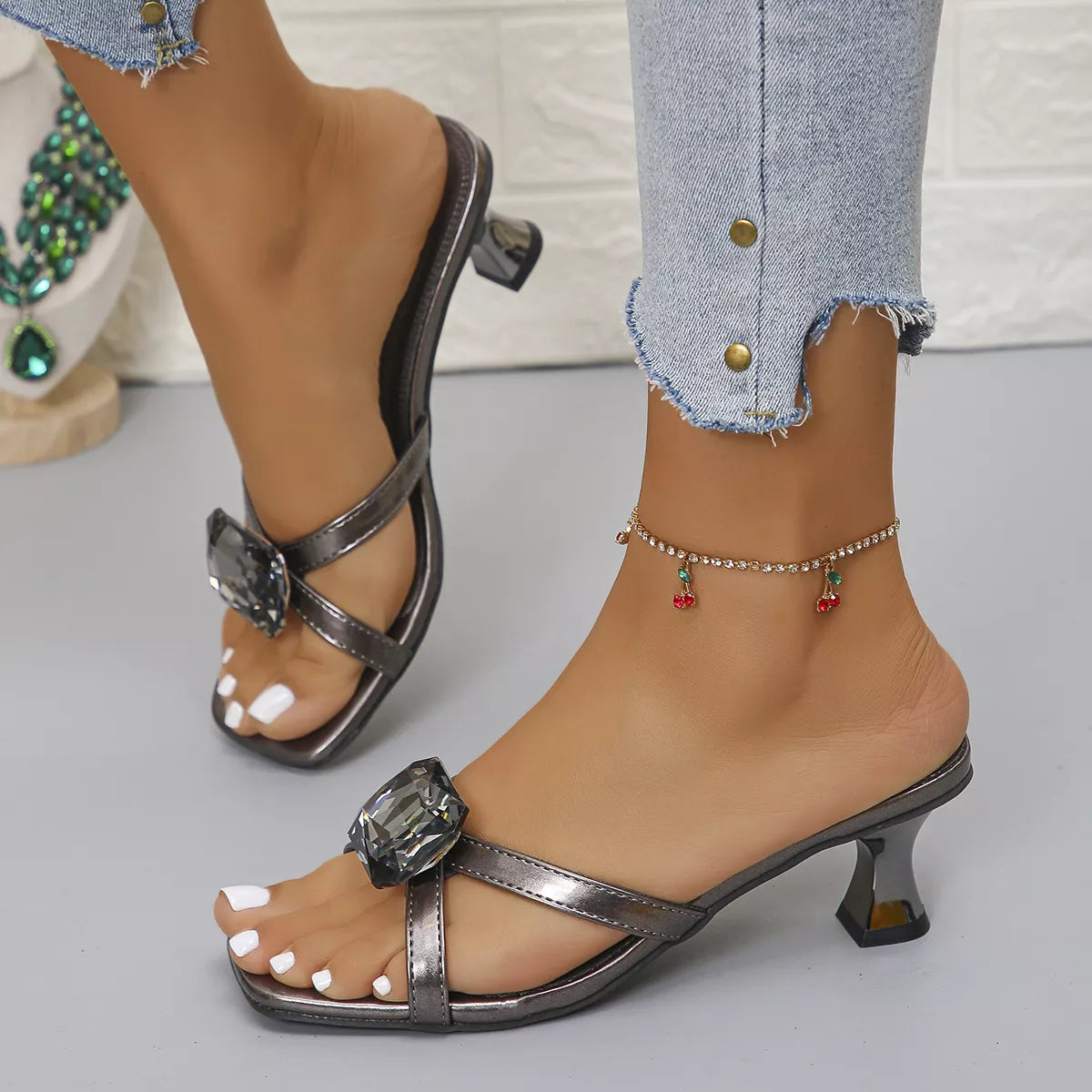Square Toe Block Heels Sandals