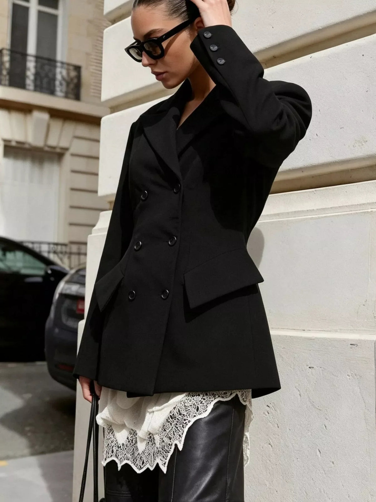 Double-Breasted Blazer with Flap Pockets