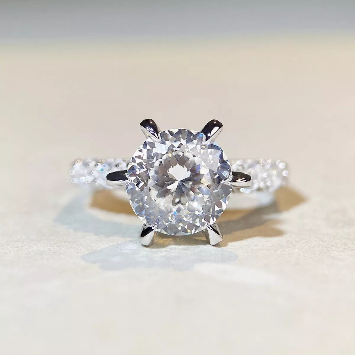 3 Carat 925 Sterling Silver Moissanite Geometric Ring