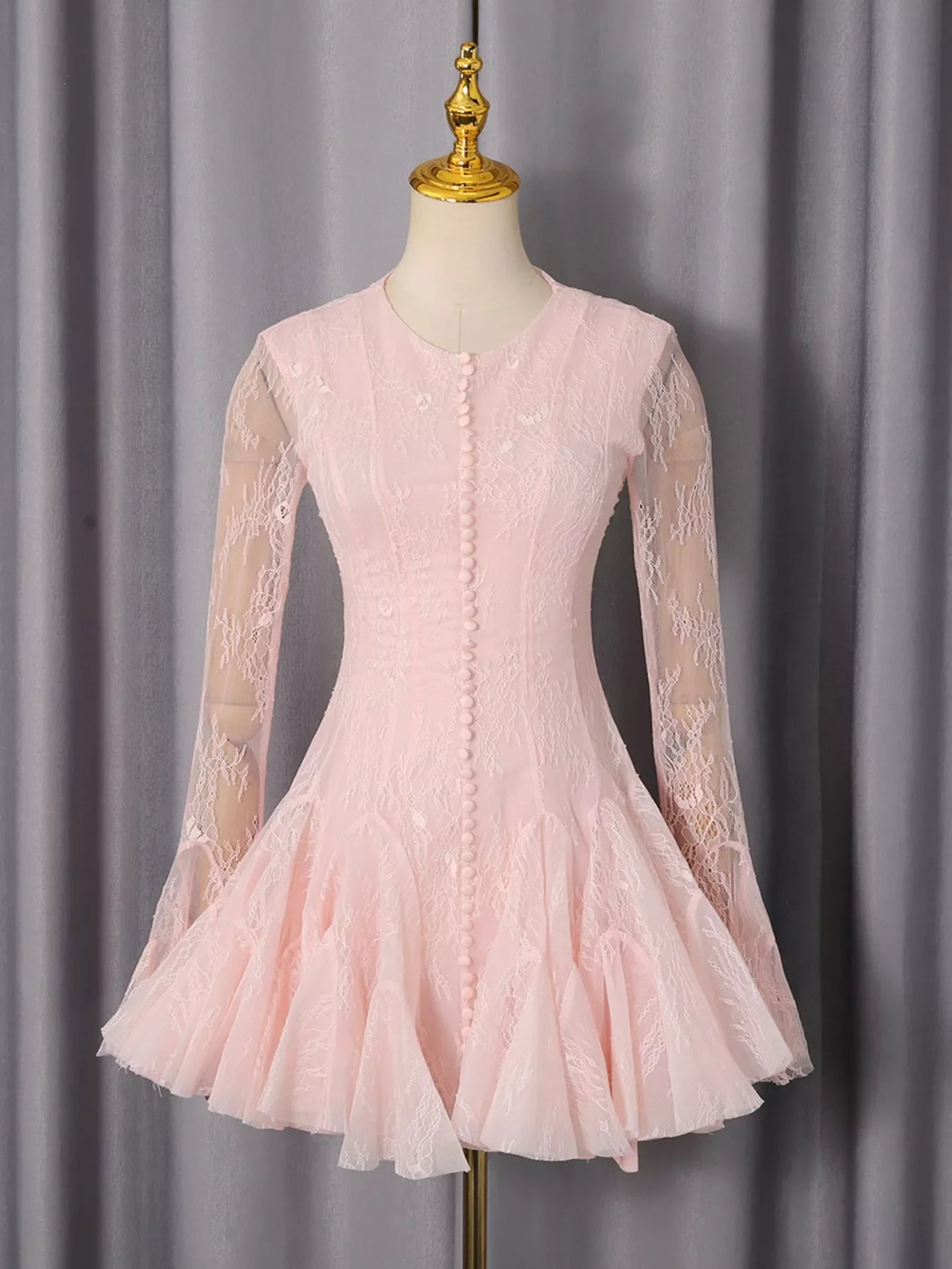 Lace Flare Sleeve Mini Dress