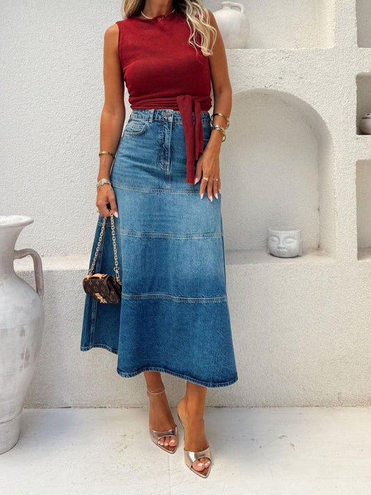High-Waisted Denim Skirt