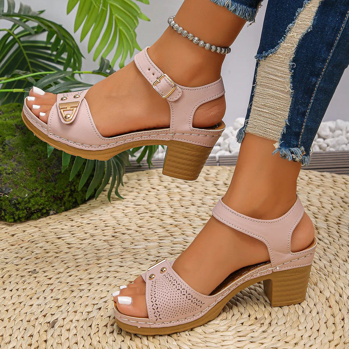 Vintage Block Heel Sandals