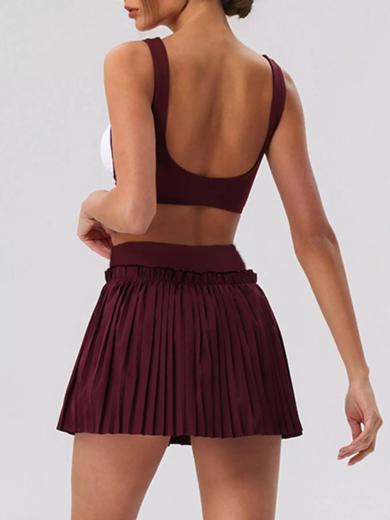 Sleeveless Top and Pleated Skirt Active Set