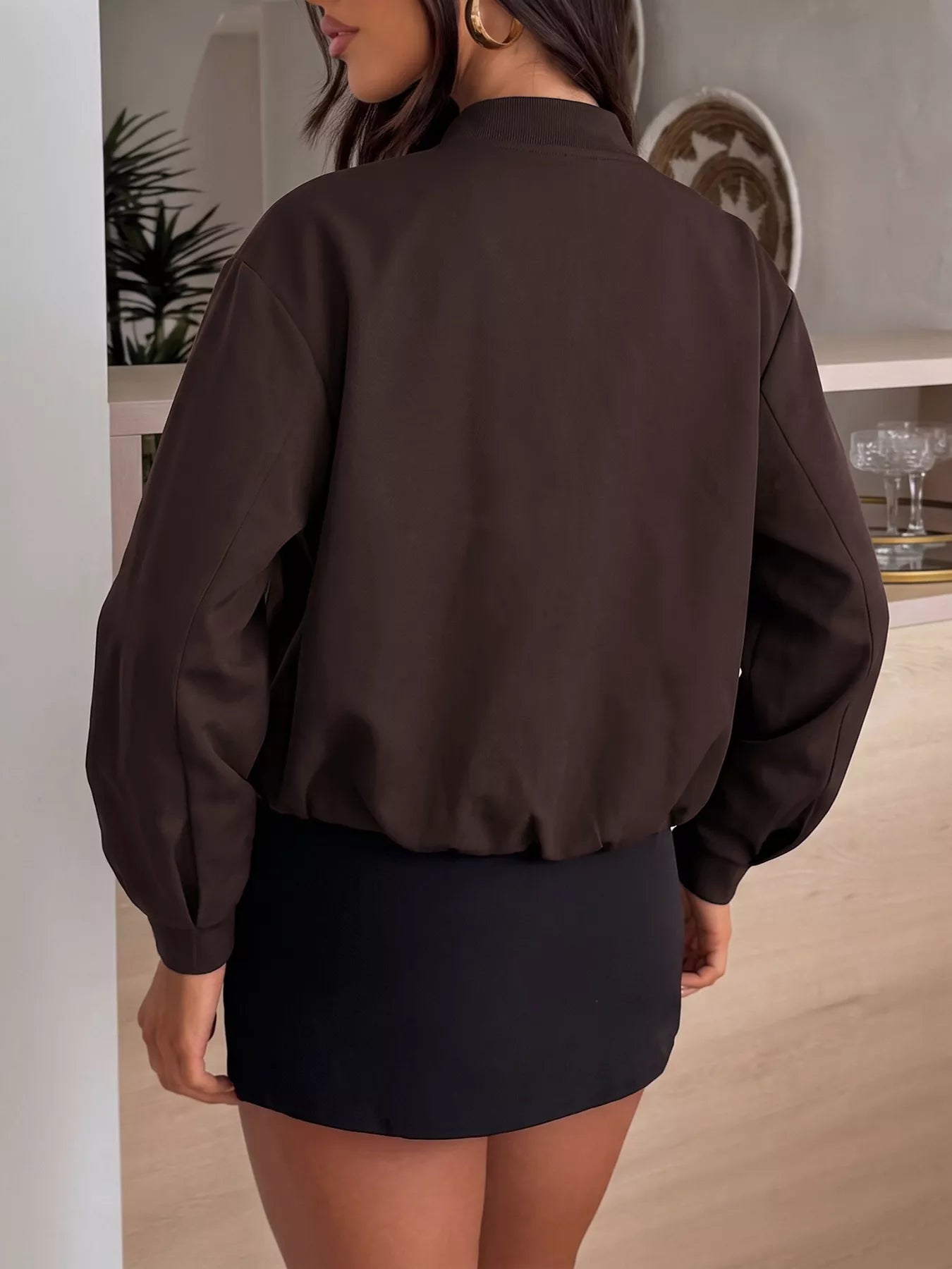 Zip Up Dropped Shoulder Jacket