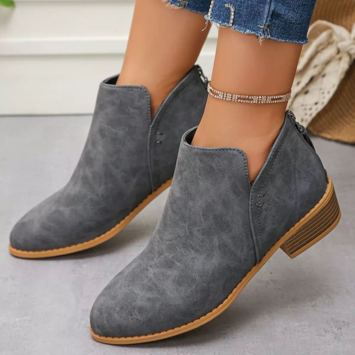 Point Toe Block Heels Boots