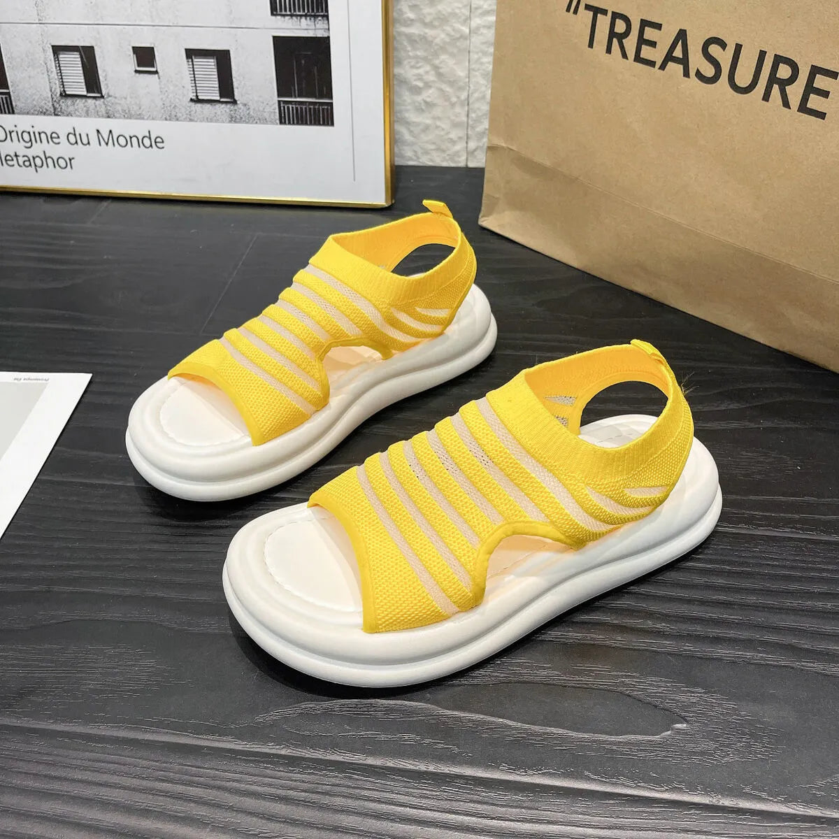 Cutout Mesh Sandals