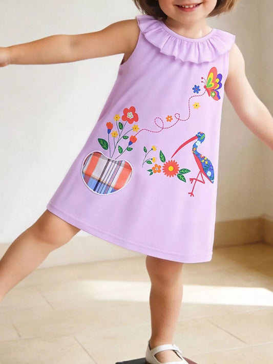 Children's Ruffle Collar Floral A-Line Dress