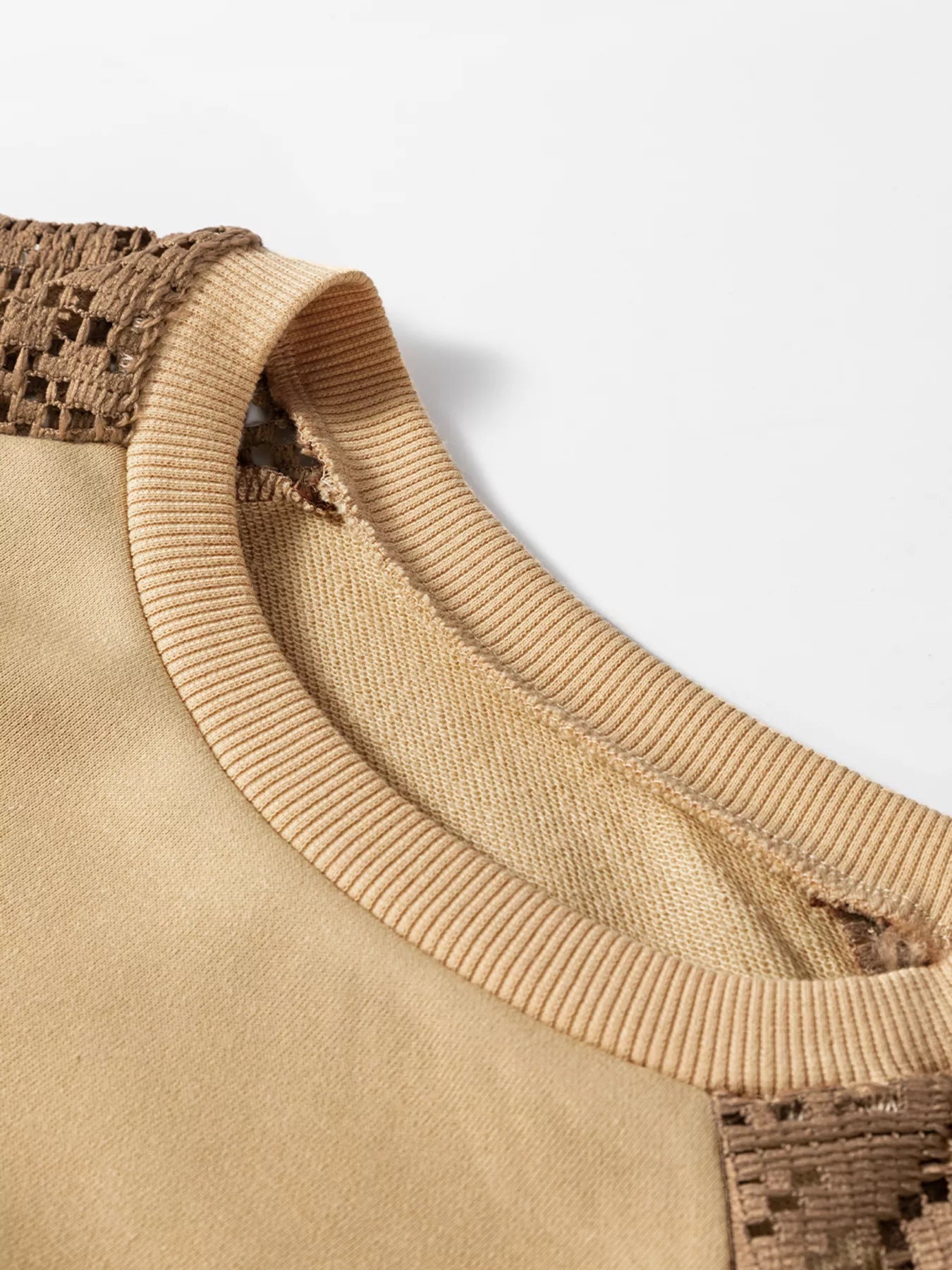 Lace Patchwork Colorblock Drop Shoulder Sweatshirt