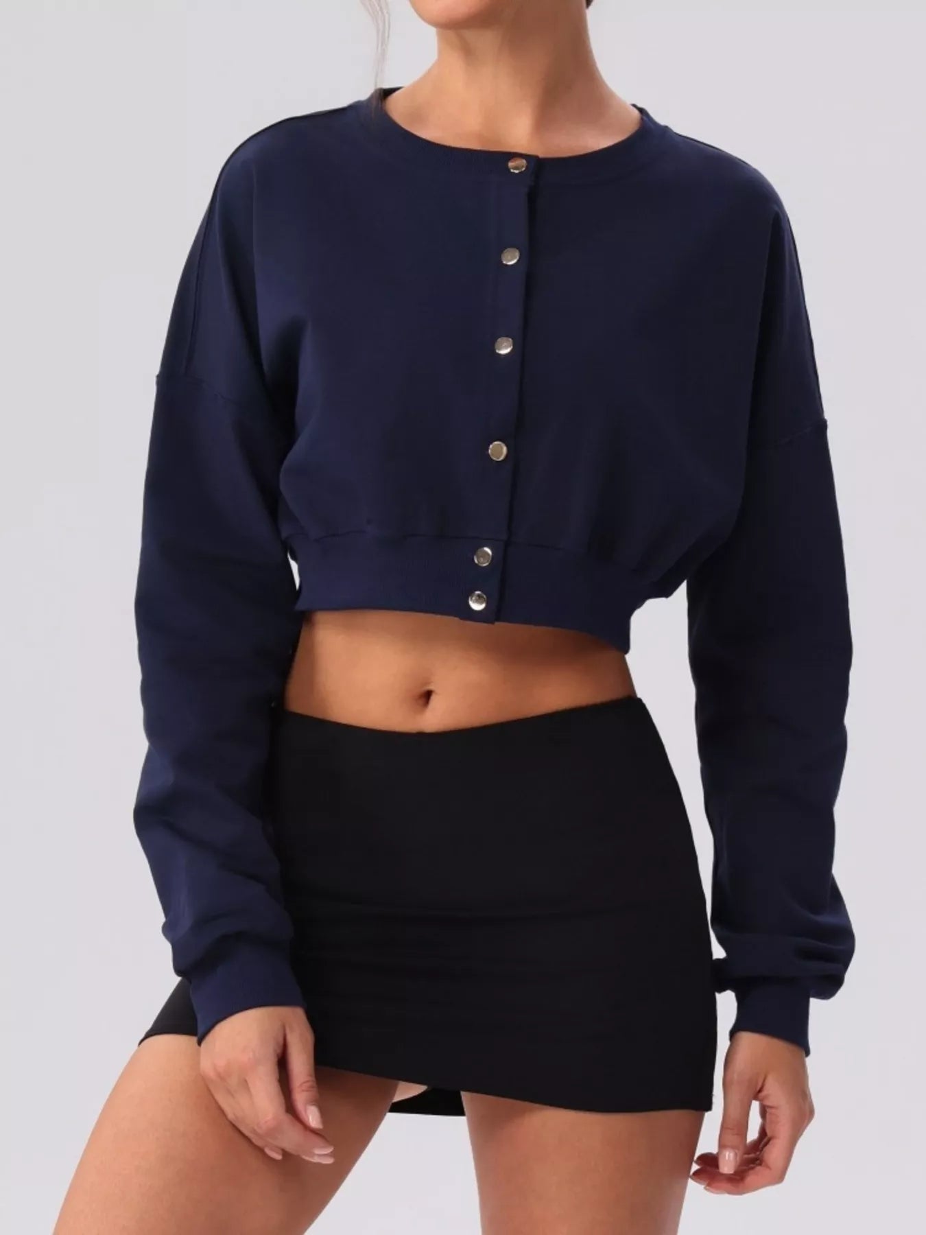 Cropped Button-Down Active Cardigan