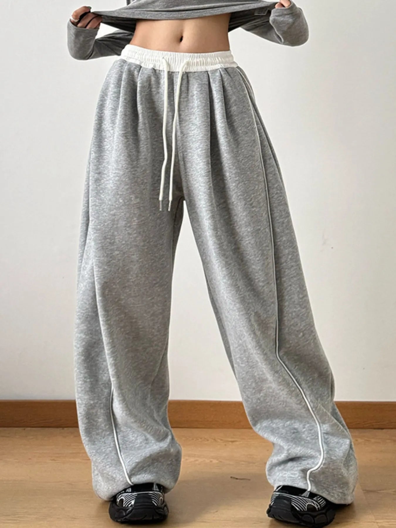 Drawstring Wide Leg Pants
