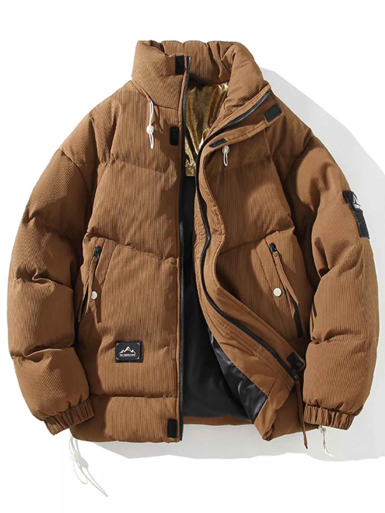 Men's Plus Size Zip Up Long Sleeve Puffer Jacket