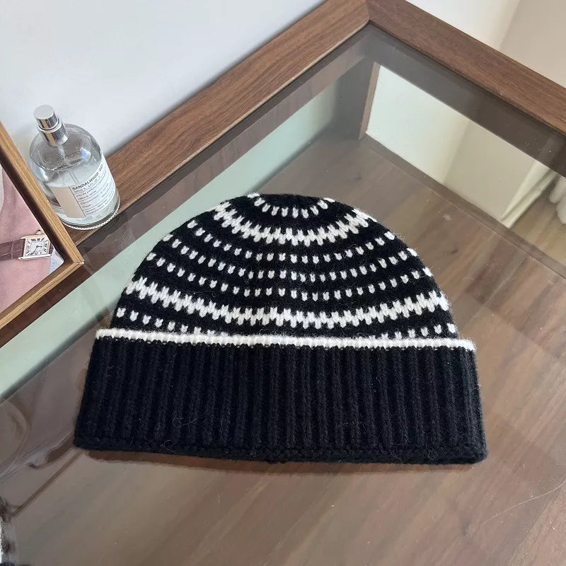 Wool Striped Warm Knit Hat