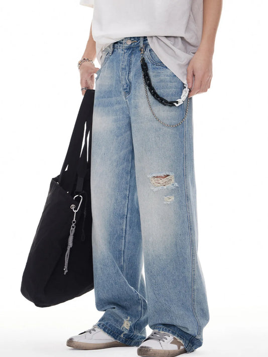 Men's Distressed Wide Leg Jeans