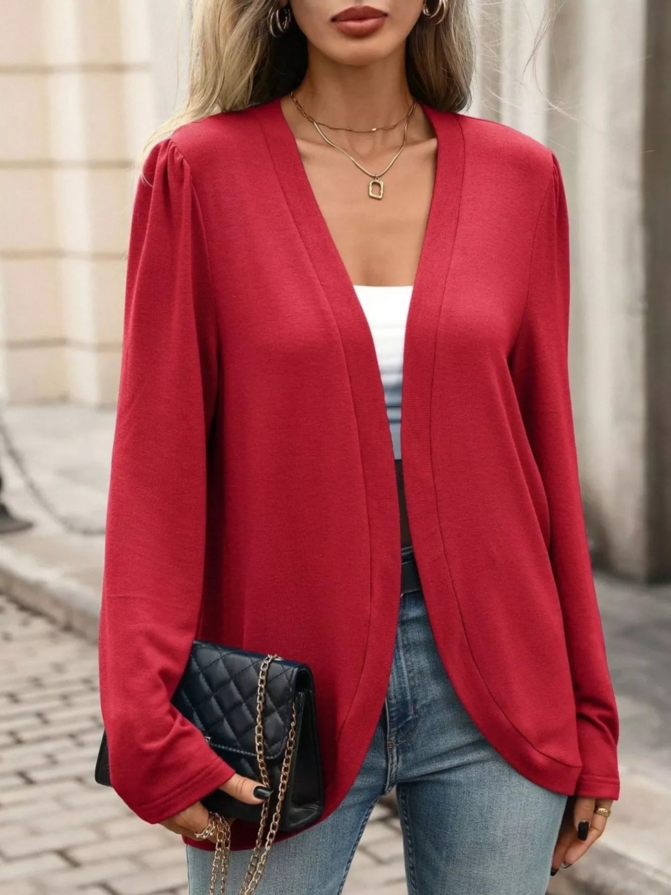 Open Front Long Sleeve Cardigan