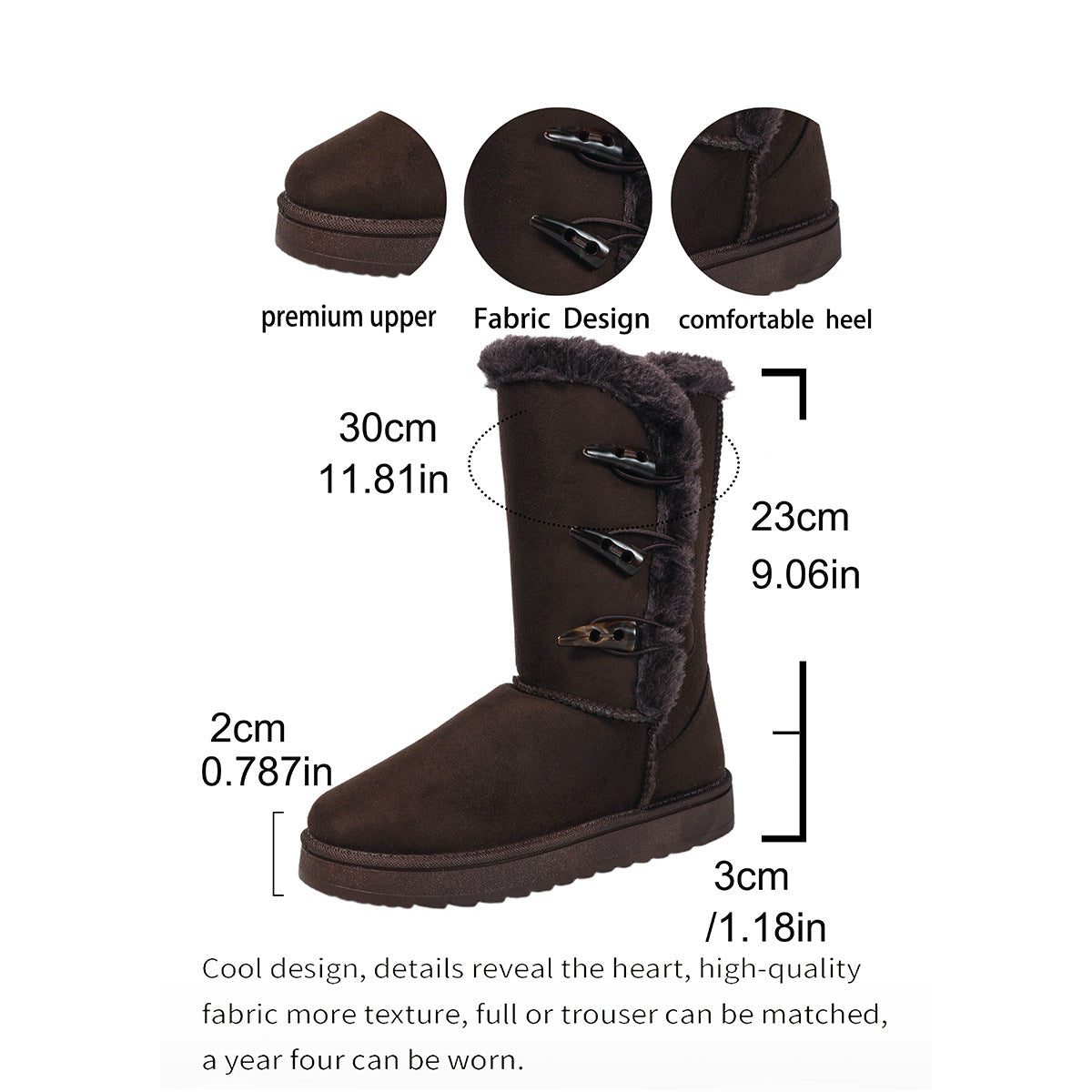 Women's Plush-Trim Round-Toe Flat Tall Winter Boots