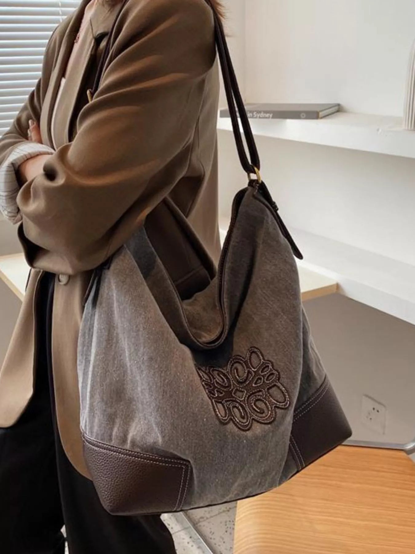 Embroidered Canvas Tote Bag