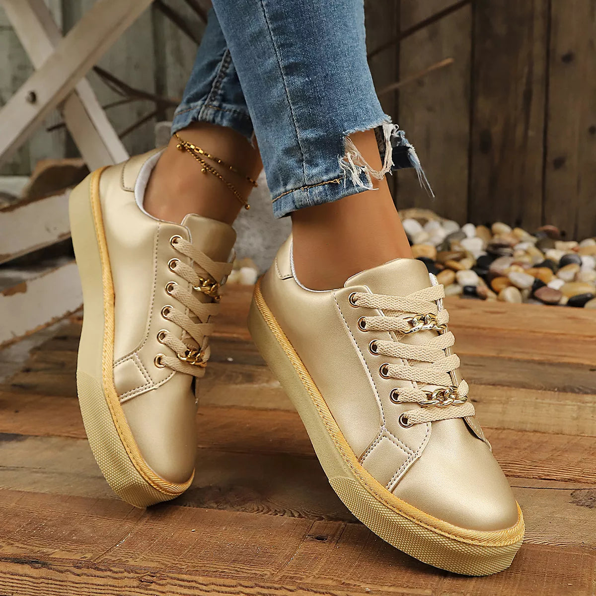 Round Toe Platform Sneakers