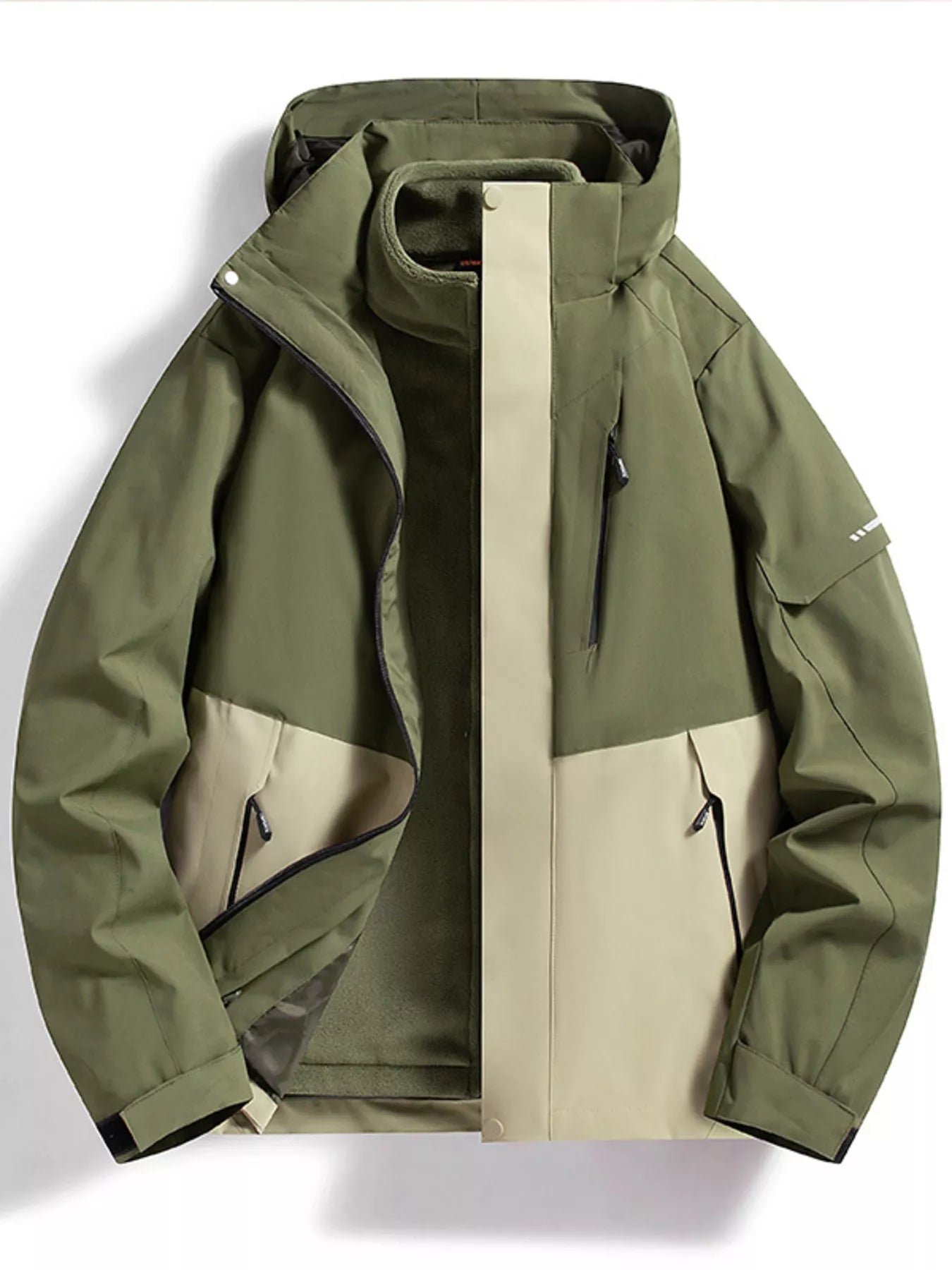 Men's Full Size Zip Up Hooded Waterproof Outdoor Jacket Plus Size